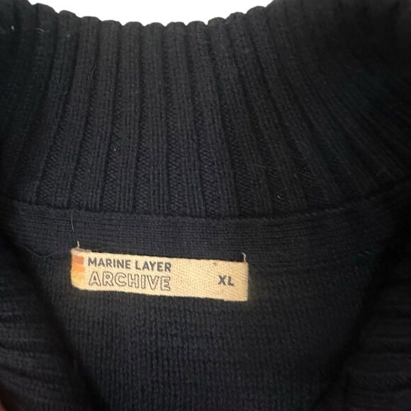 Marine Layer Sweater Mens XL Quarter Zip Pullover Wool Blend Archive Armas Navy - Picture 4 of 11
